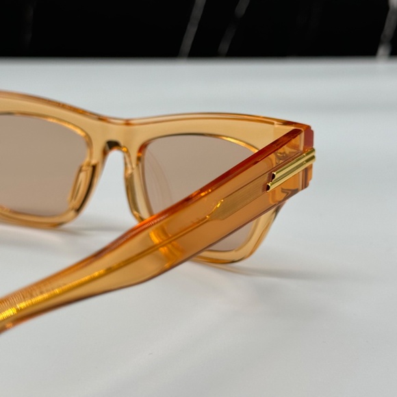 NEW BV1122S 007 BOTTEGA VENETA ORANGE BROWN CAT EYE WOMEN SUNGLASSES - Picture 8 of 11
